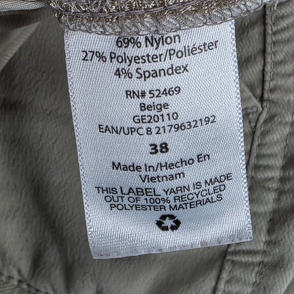 Mens George Beige Cargo Shorts Nylon Polyester Spandex Blend 10" Inseam Size 38 - Picture 4 of 11